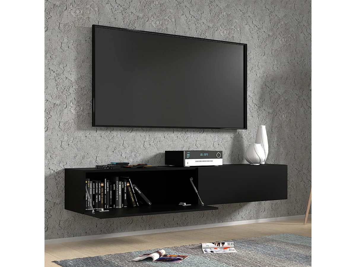 Móvel TV 2 portas Bali preto mate 180cm