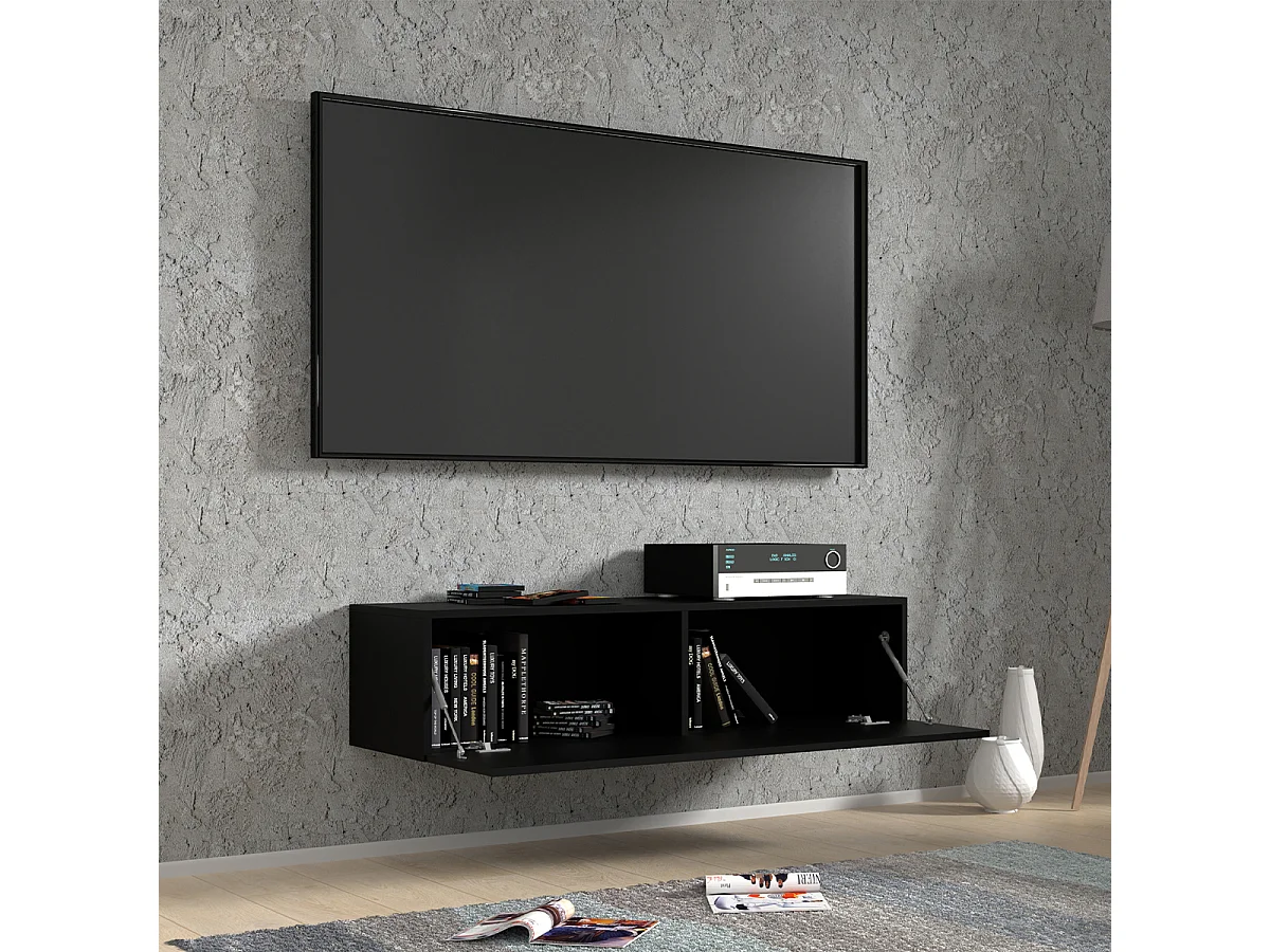 Móvel TV 1 porta Bali preto mate 120cm