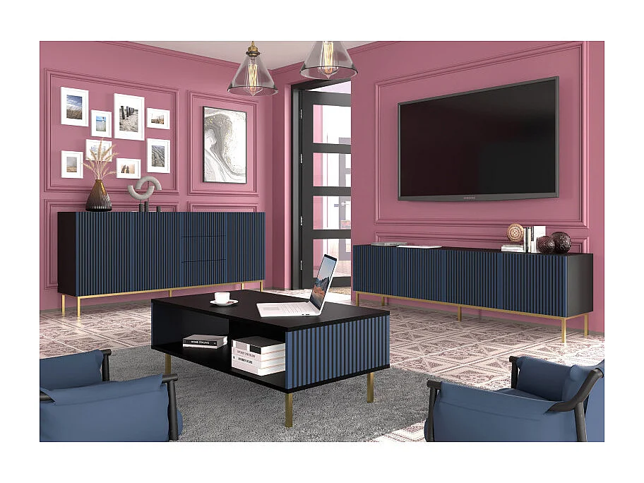 Philaé Blauw en Zwart 90 cm salontafel