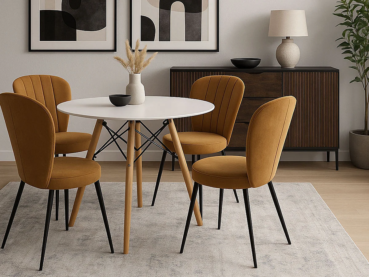 Conjunto 4 Cadeiras Flower em Tecido (Camel)