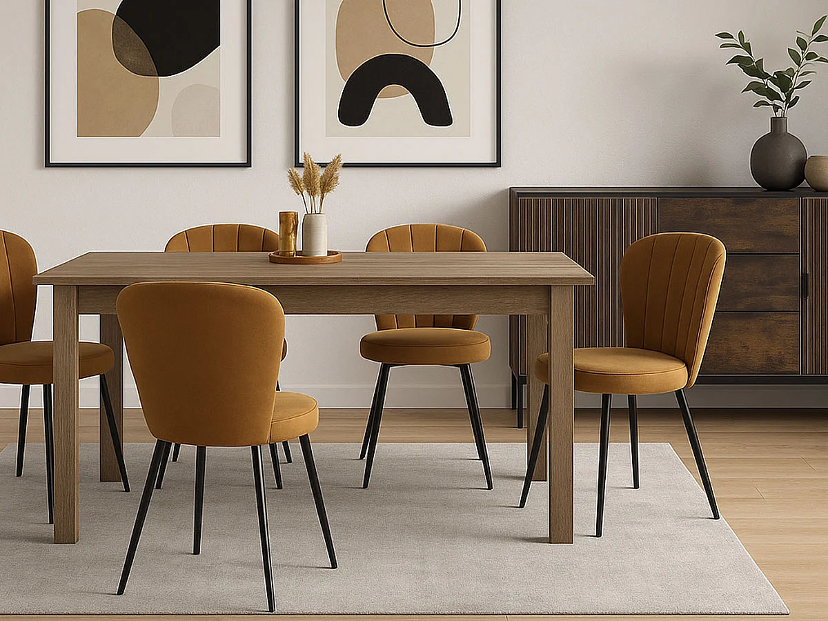 Conjunto 4 Cadeiras Flower em Tecido (Camel)