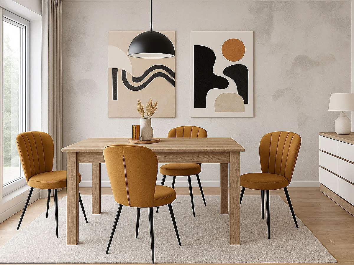 Conjunto 4 Cadeiras Flower em Tecido (Camel)