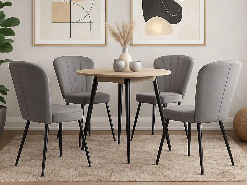 Conjunto 4 Cadeiras Flower em Tecido (Cinza)