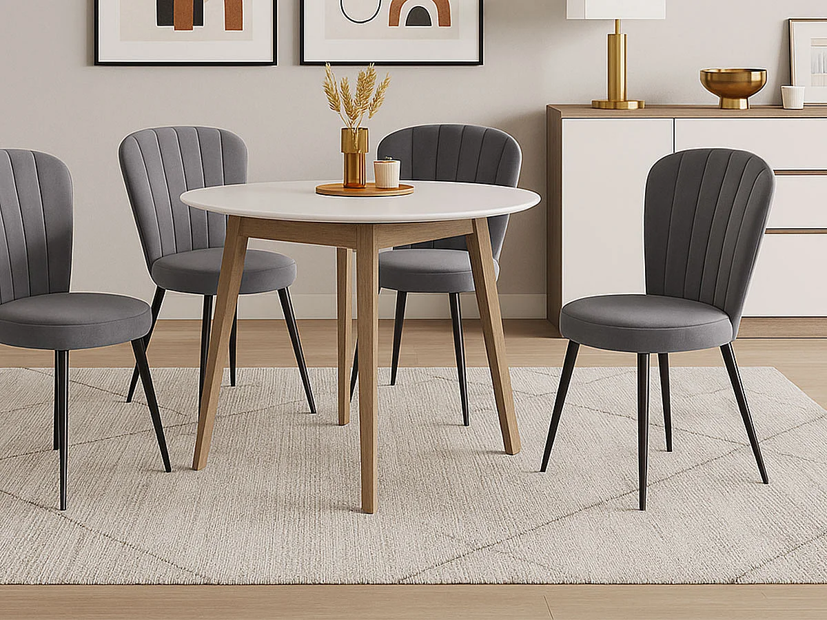 Conjunto 4 Cadeiras Flower em Tecido (Cinza)