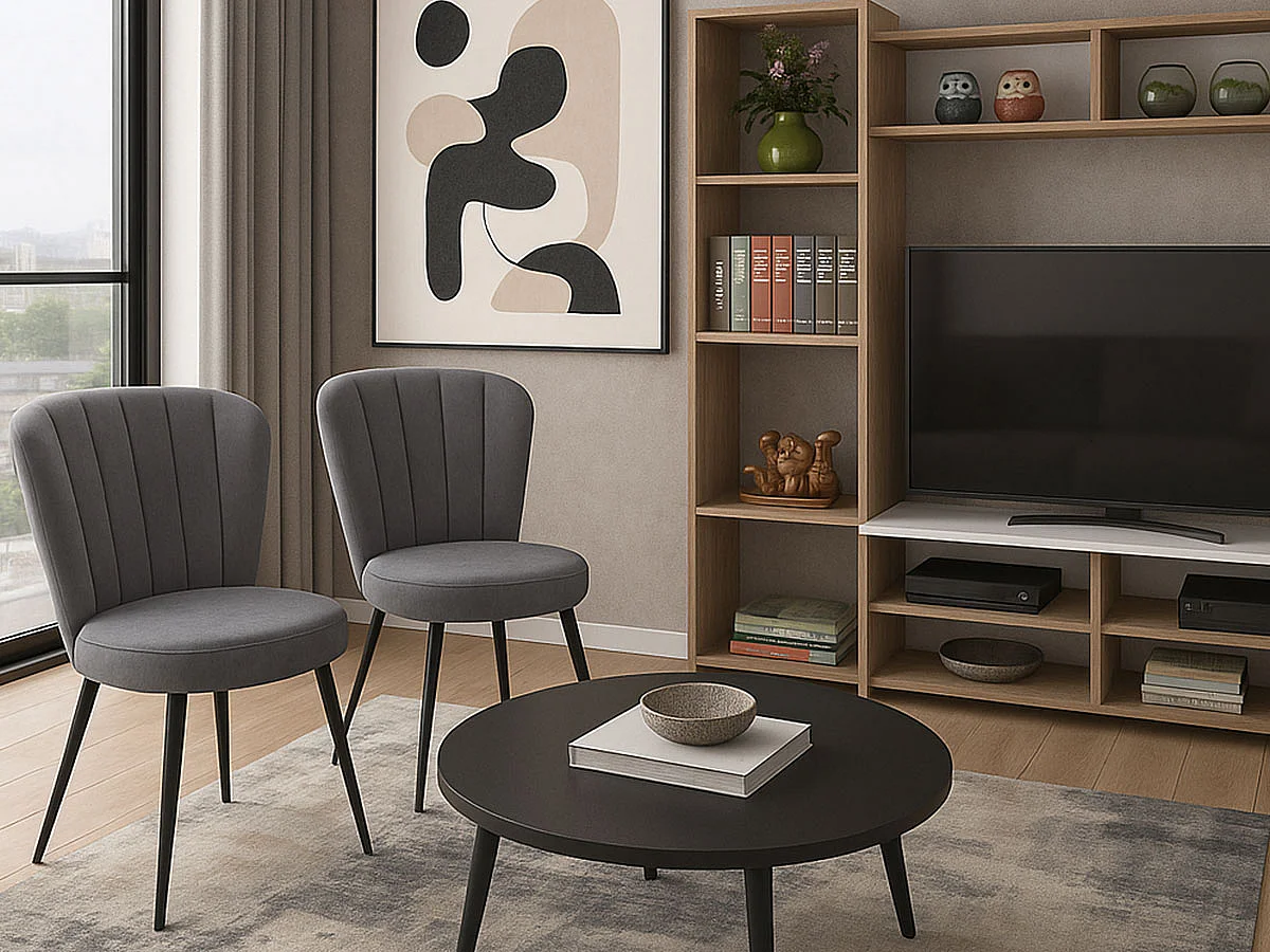 Conjunto 4 Cadeiras Flower em Tecido (Cinza)