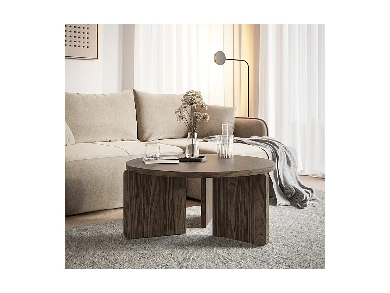 Couchtisch - 85 cm - Holzoptik Nussbaum Wisconsin - PREFFINES