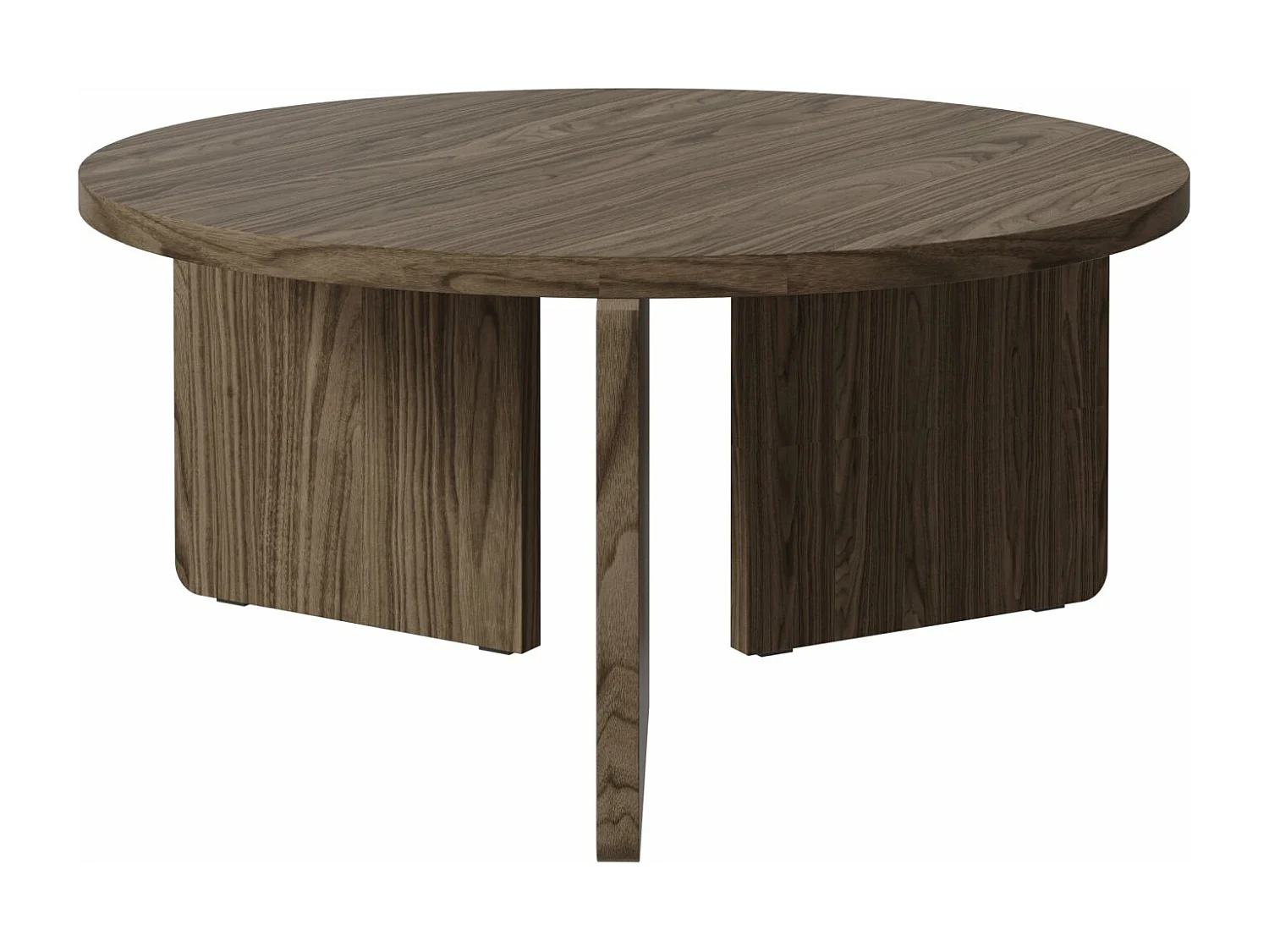 Table basse ronde - 85 cm - aspect noyer Wisconsin - PREFFINES