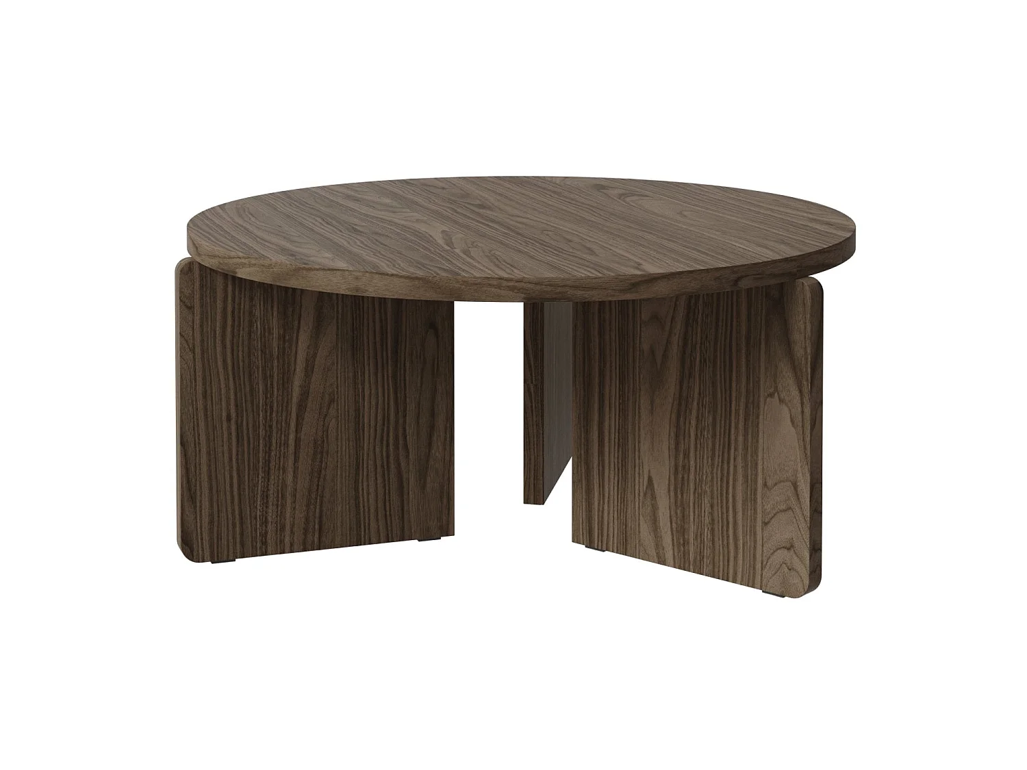 Table basse ronde - 85 cm - aspect noyer Wisconsin - PREFFINES