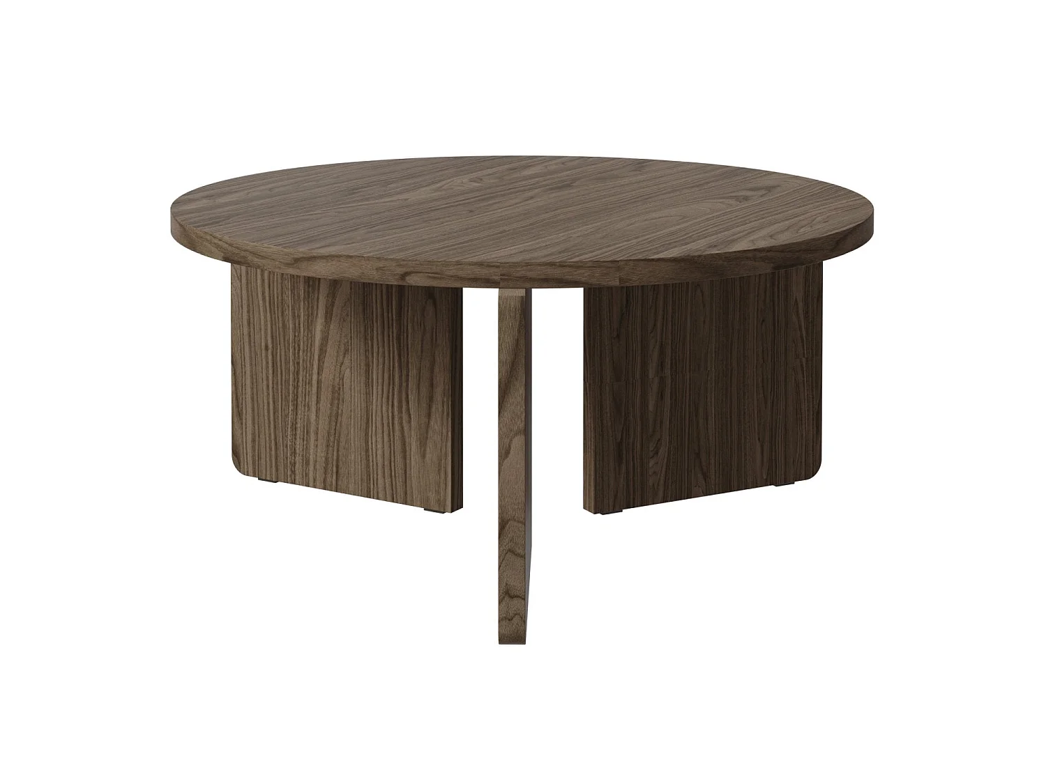 Table basse ronde - 85 cm - aspect noyer Wisconsin - PREFFINES