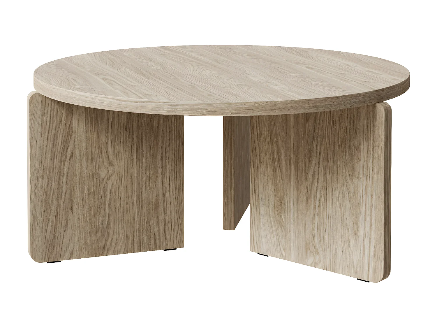 Table basse ronde - 85 cm - aspect bois clair - PREFFINES