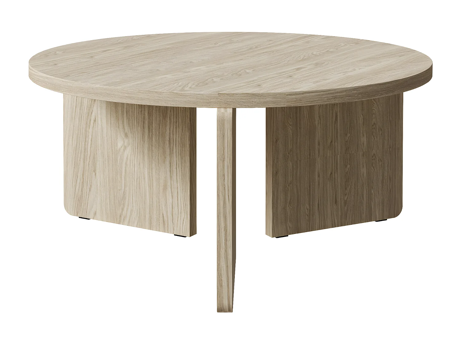 Table basse ronde - 85 cm - aspect bois clair - PREFFINES