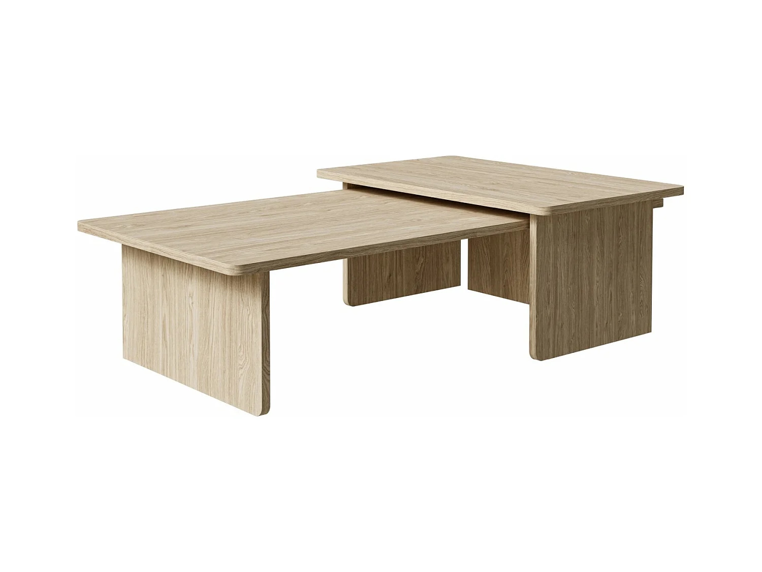 Couchtisch 2er-Set - 140x90 / 90x55 cm - Holzoptik Eiche - USALO