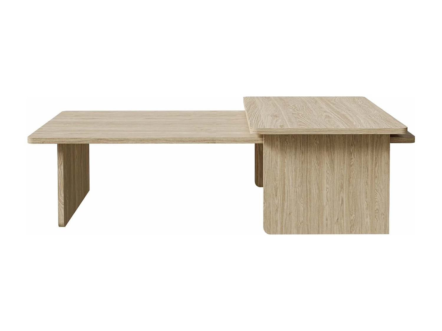Set de 2 tables basses - 140x90 / 90x55 cm - aspect bois clair - USALO