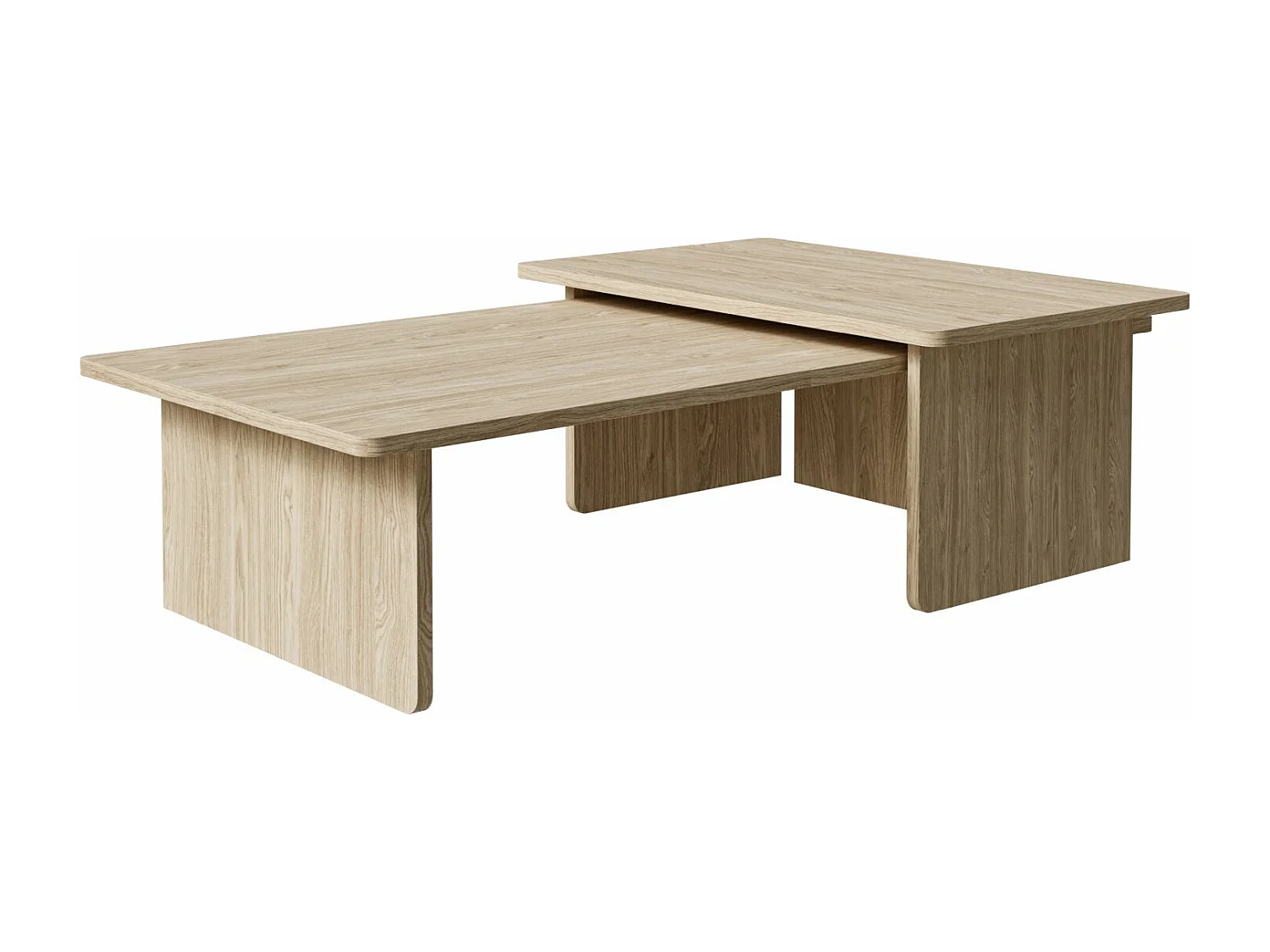 Set de 2 tables basses - 140x90 / 90x55 cm - aspect bois clair - USALO