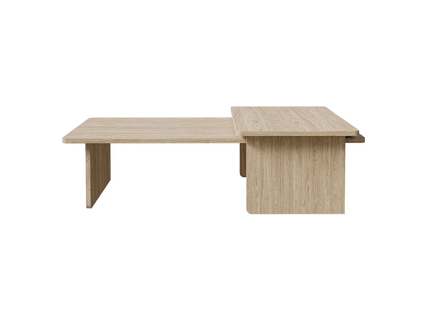 Set de 2 tables basses - 140x90 / 90x55 cm - aspect bois clair - USALO