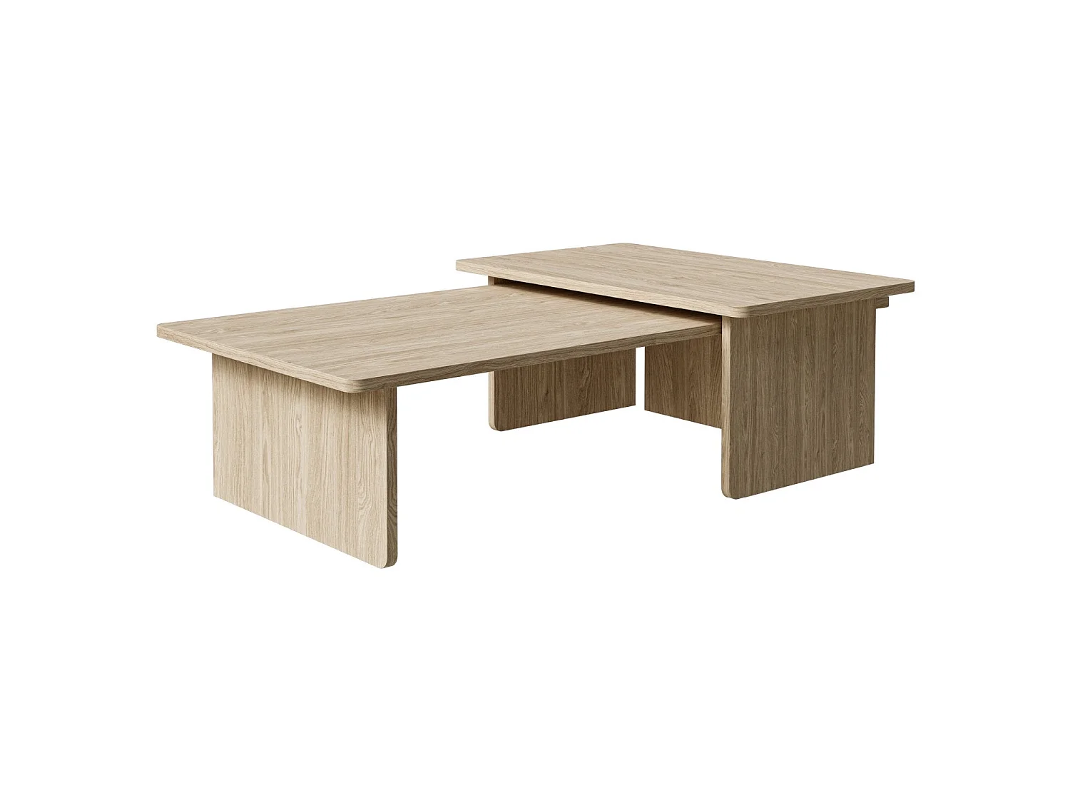 Set de 2 tables basses - 140x90 / 90x55 cm - aspect bois clair - USALO