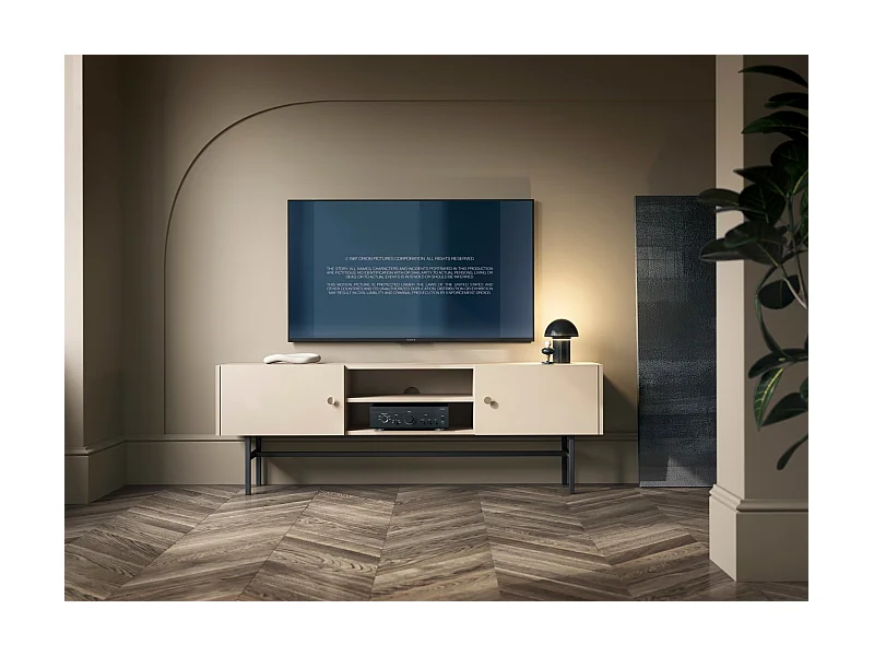 Meuble TV - 2 portes- 155 cm - grège - DIVENOS