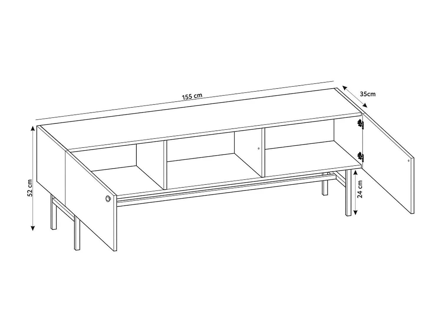 Meuble TV - 2 portes- 155 cm - grège - DIVENOS