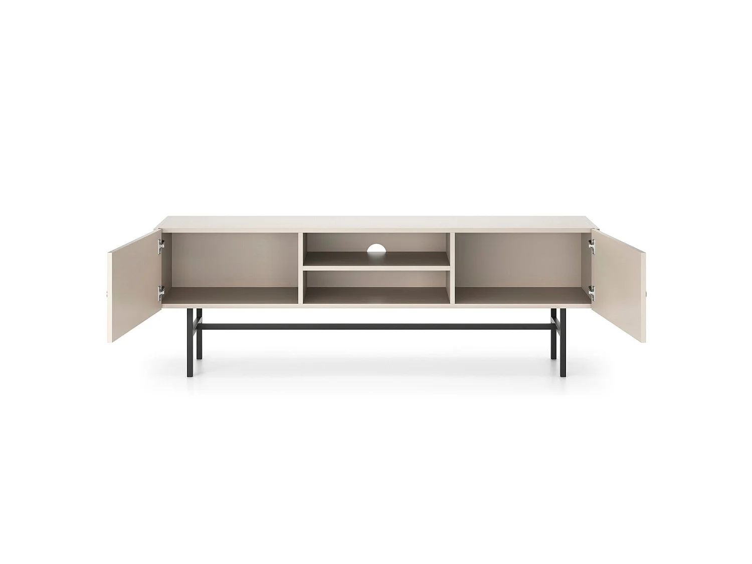 TV-Lowboard - Greige mit schwarzen Metallbeinen - 155 cm