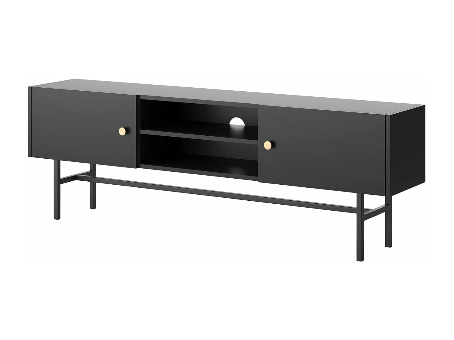 TV-Lowboard - Schwarz mit Metallbeinen - 155 cm - DIVENOS