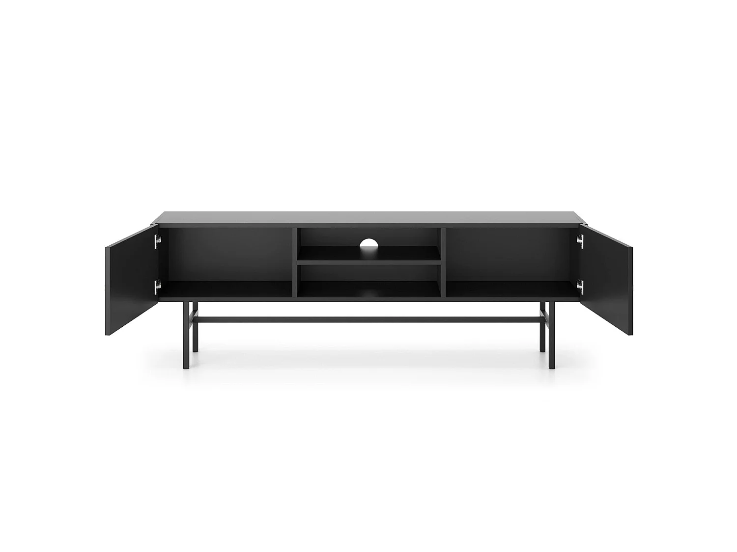 TV-Lowboard - Schwarz mit Metallbeinen - 155 cm - DIVENOS