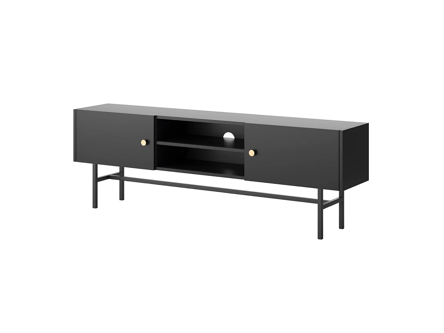 TV-Lowboard - Schwarz mit Metallbeinen - 155 cm - DIVENOS