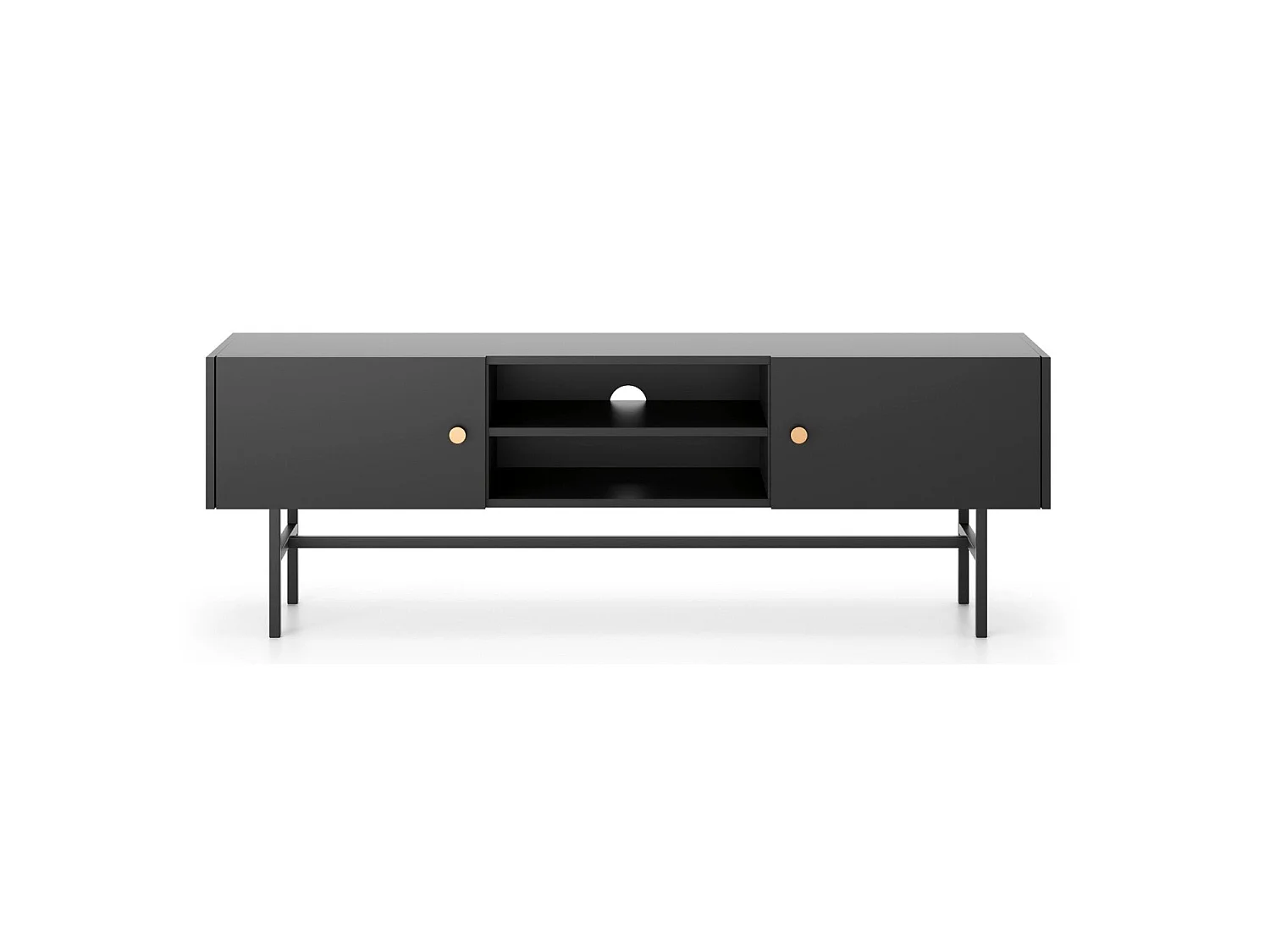 TV-Lowboard - Schwarz mit Metallbeinen - 155 cm - DIVENOS