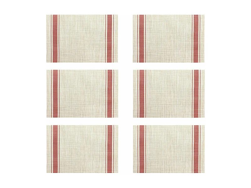 Novastyl - Lot 6 Sets De Table Tisse 45x30cm En Pvc Rouge Et Beige