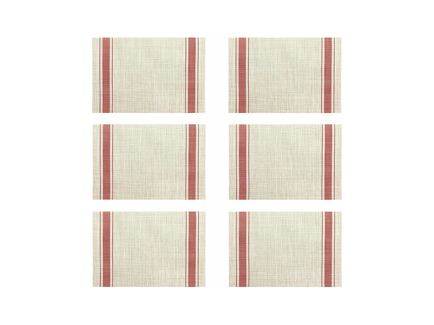 Novastyl - Lot 6 Sets De Table Tisse 45x30cm En Pvc Rouge Et Beige