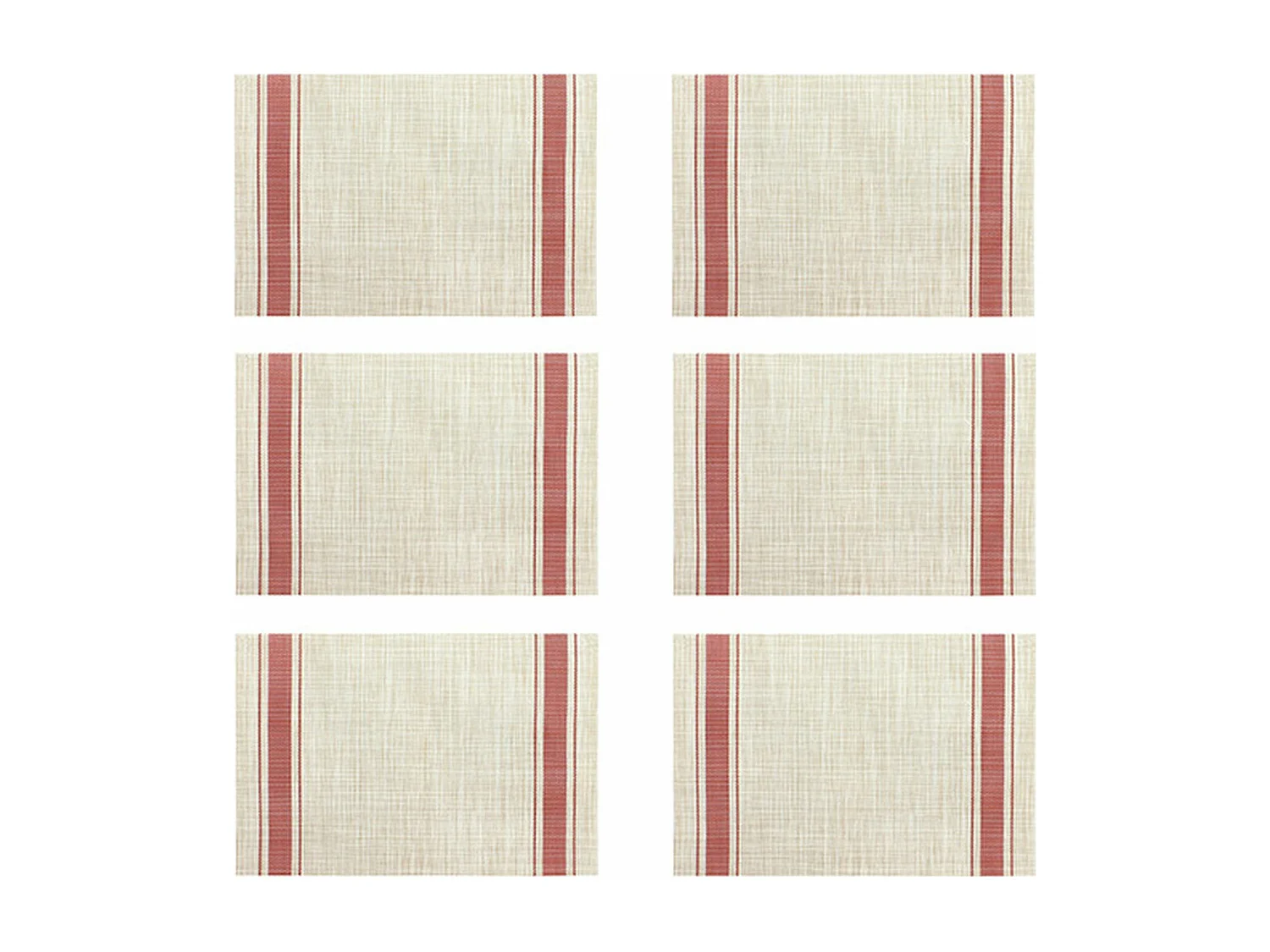Novastyl - Lot 6 Sets De Table Tissé 45x30cm En Pvc Rouge Et Beige