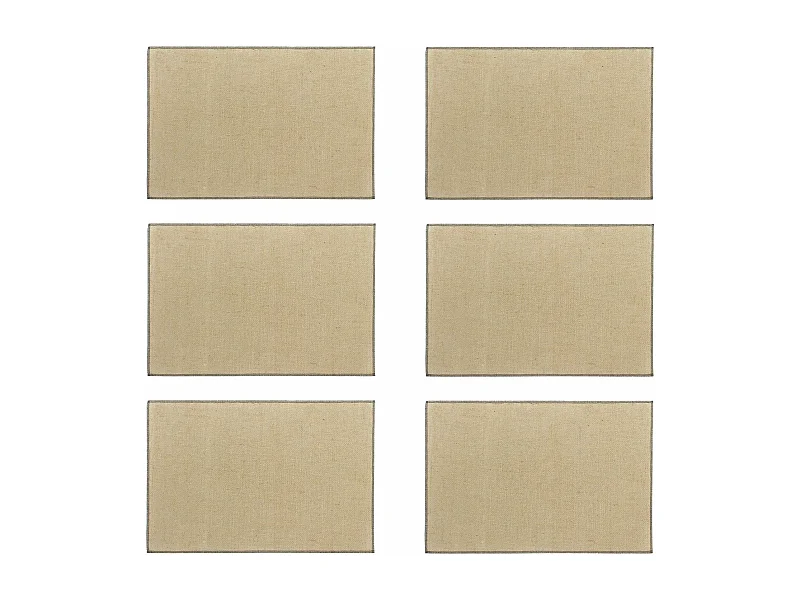 Novastyl - Lot 6 Set De Table Ourlet 45x30cm En Jute Naturel Avec Contour Gris