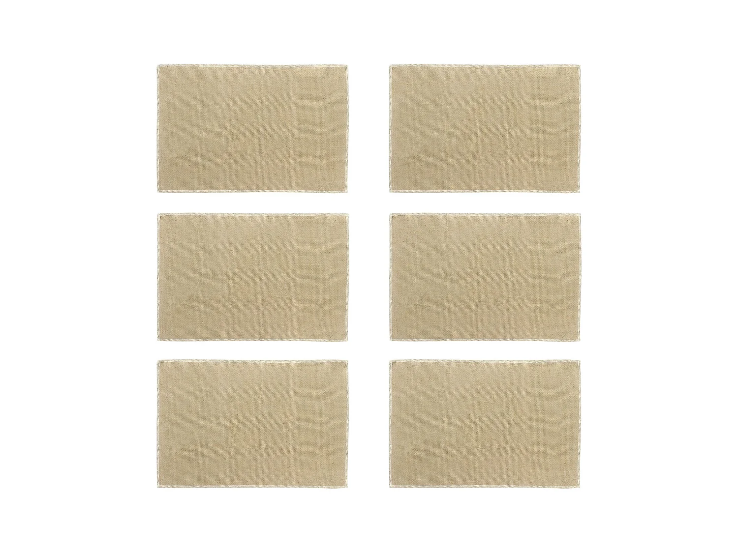 Novastyl - Lot 6 Set De Table Ourlet 45x30cm En Jute Naturel Avec Contour Blanc