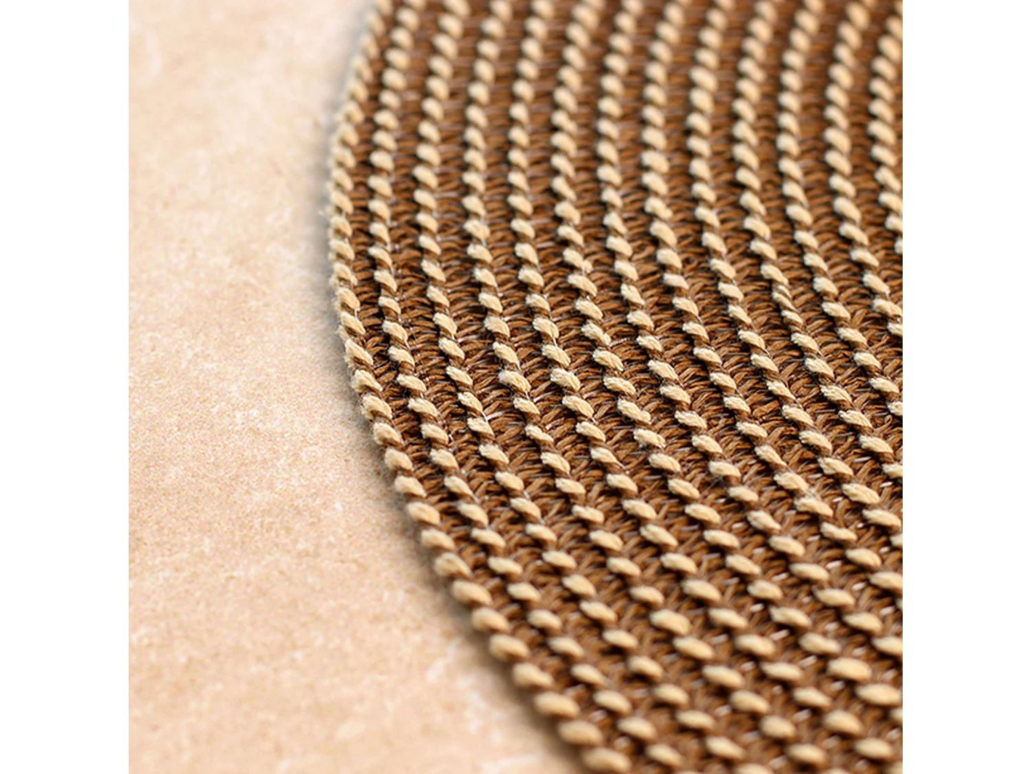 Novastyl - Lot6 Sets De Table Tisse Rond 36cm En Papier Et Coton Naturel Et Marron