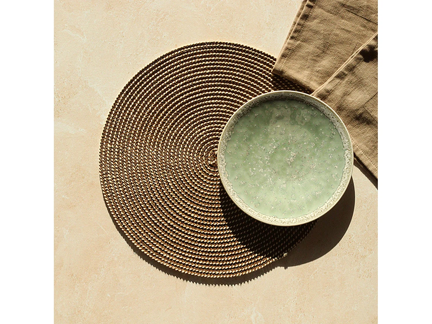 Novastyl - Lot6 Sets De Table Tisse Rond 36cm En Papier Et Coton Naturel Et Marron