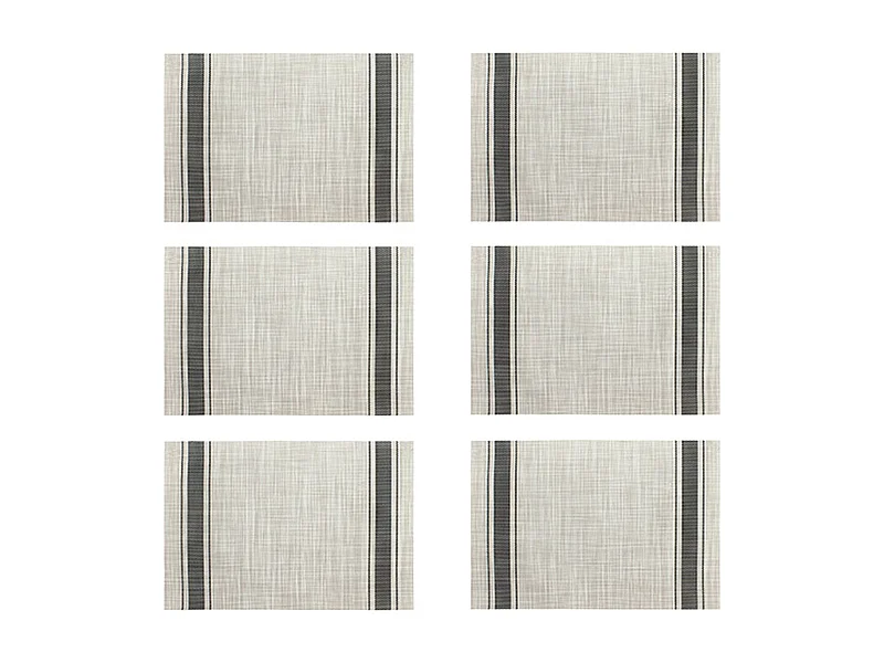 Novastyl - Lot 6 Sets De Table Tisse 45x30cm En Pvc Noir Et Beige