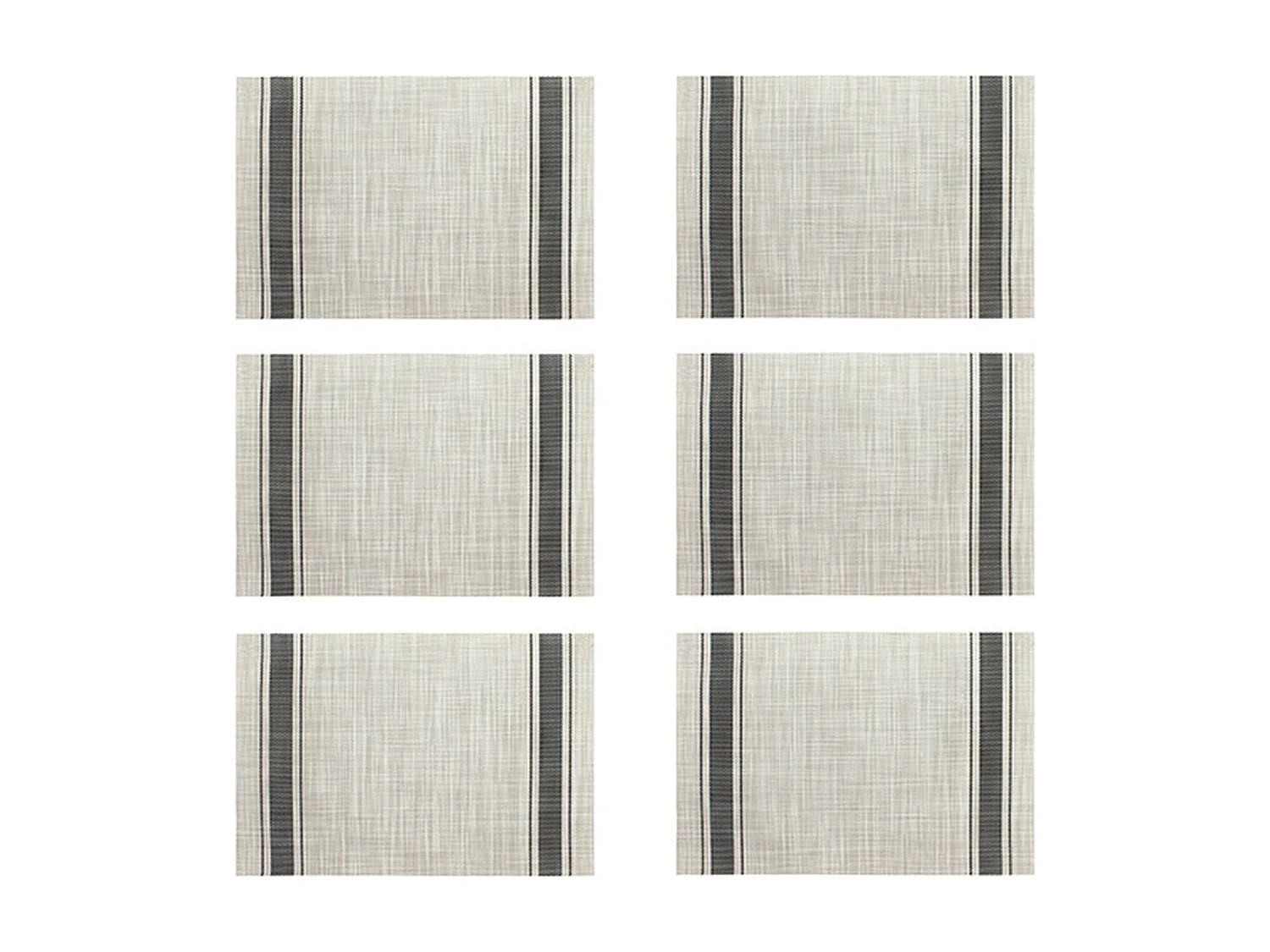 Novastyl - Lot 6 Sets De Table Tisse 45x30cm En Pvc Noir Et Beige