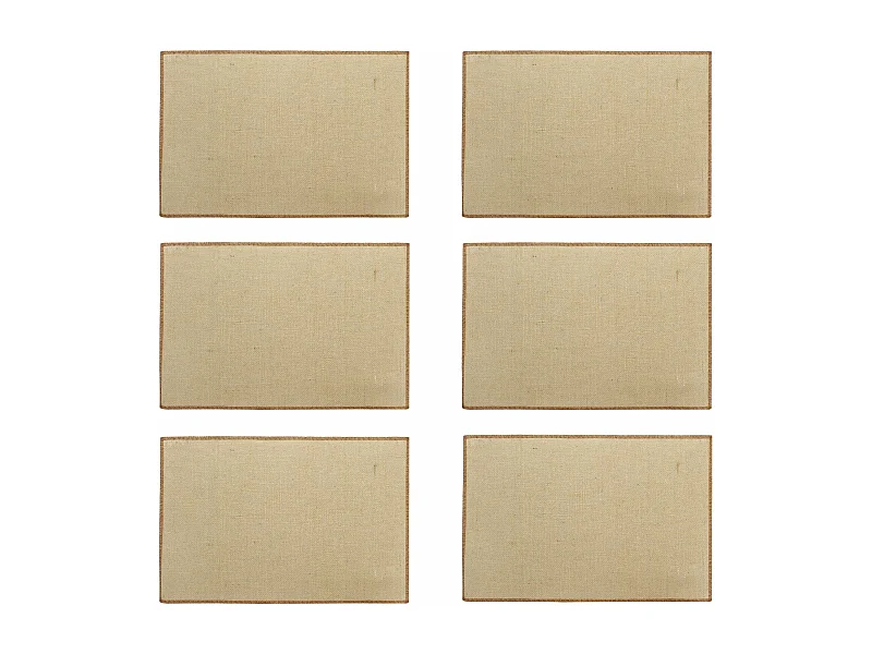 Novastyl - Lot 6 Set De Table Ourlet 45x30cm En Jute Naturel Avec Contour Marron