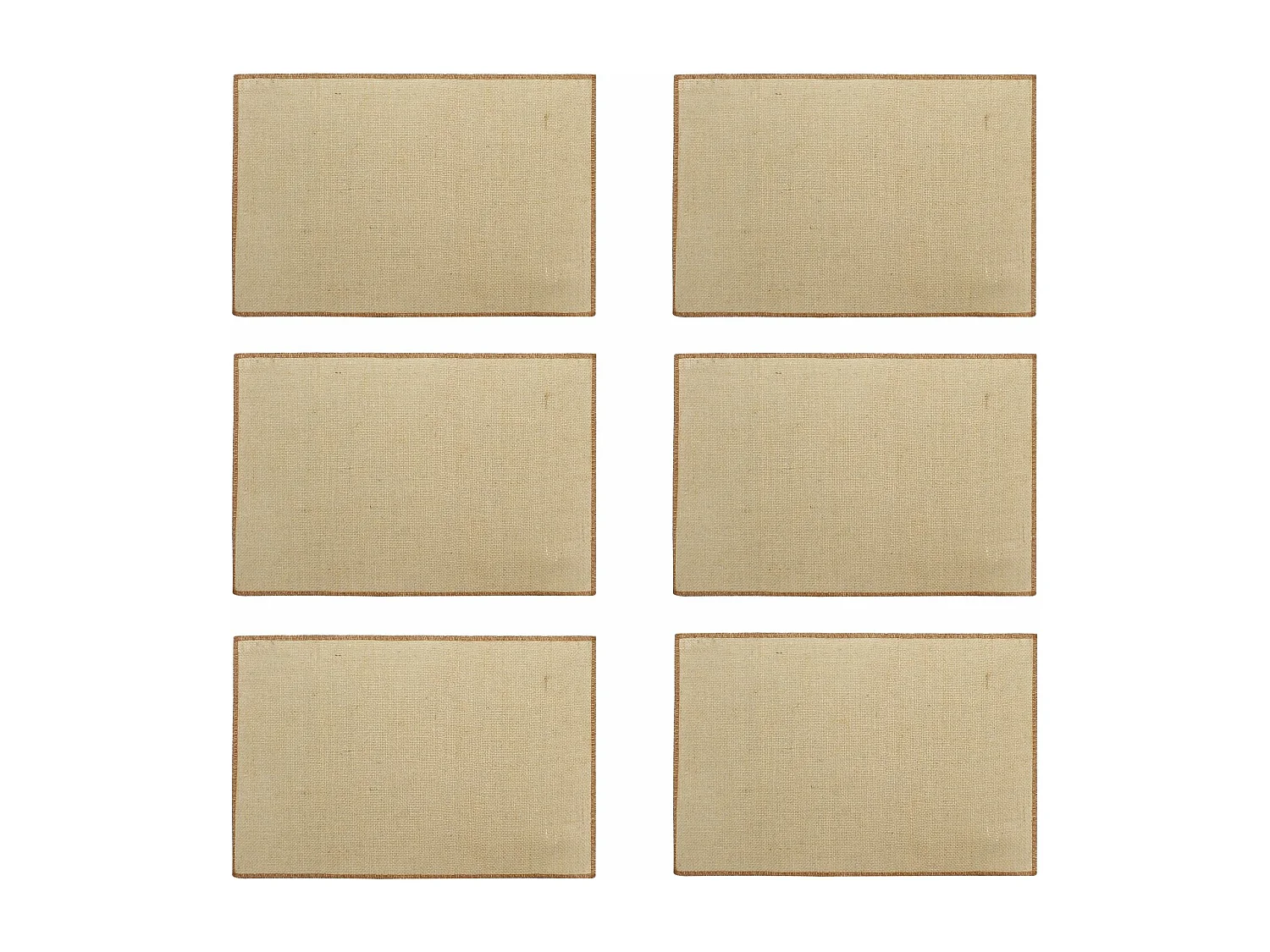 Novastyl - Lot 6 Set De Table Ourlet 45x30cm En Jute Naturel Avec Contour Marron