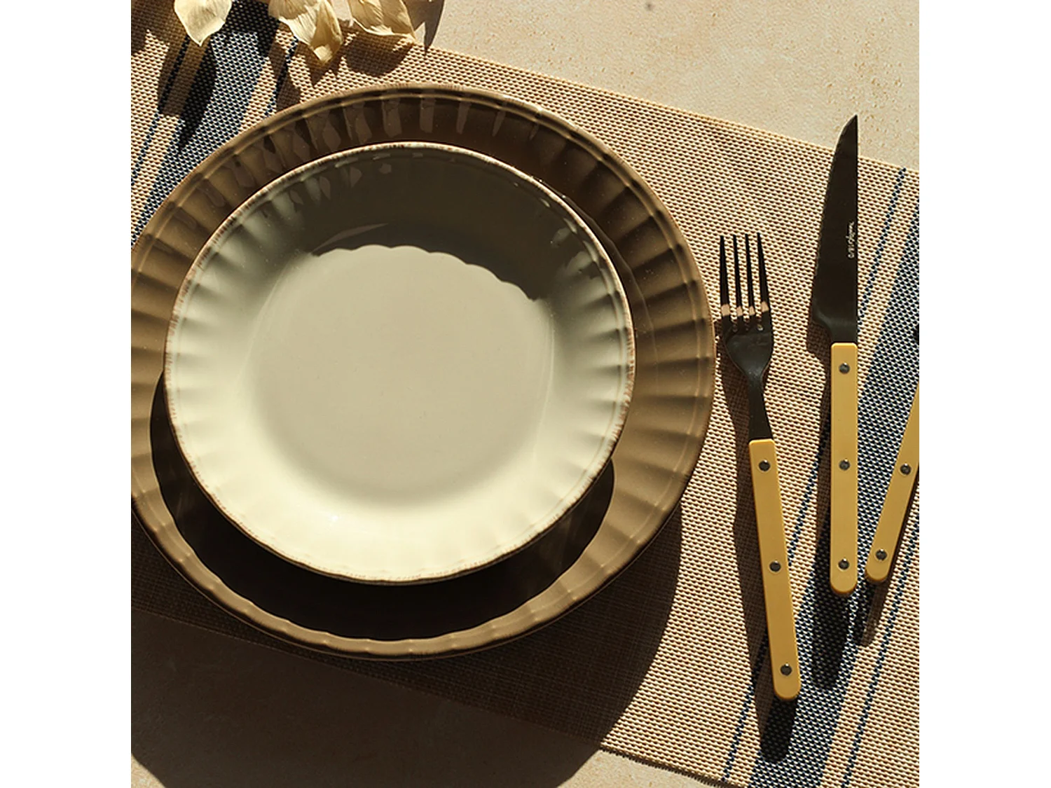 Novastyl - Lot 6 Sets De Table Tisse 45x30cm En Pvc Bleu Et Beige