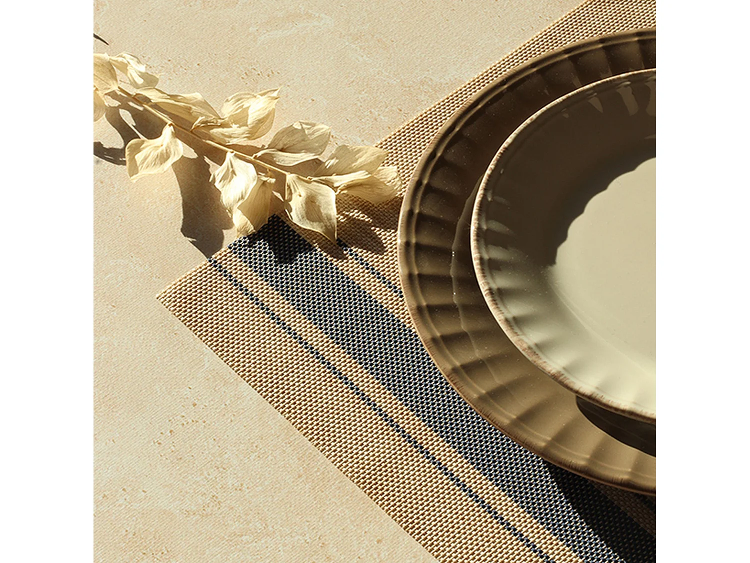 Novastyl - Lot 6 Sets De Table Tisse 45x30cm En Pvc Bleu Et Beige