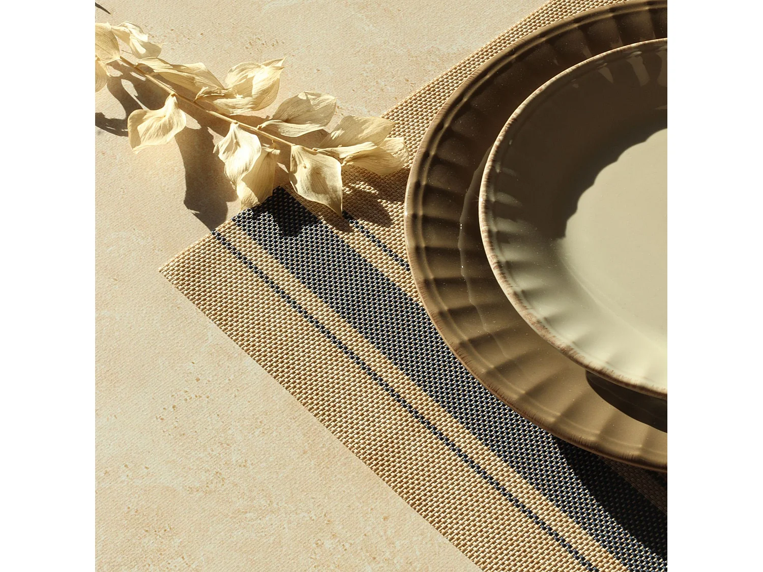 Novastyl - Lot 6 Sets De Table Tisse 45x30cm En Pvc Bleu Et Beige