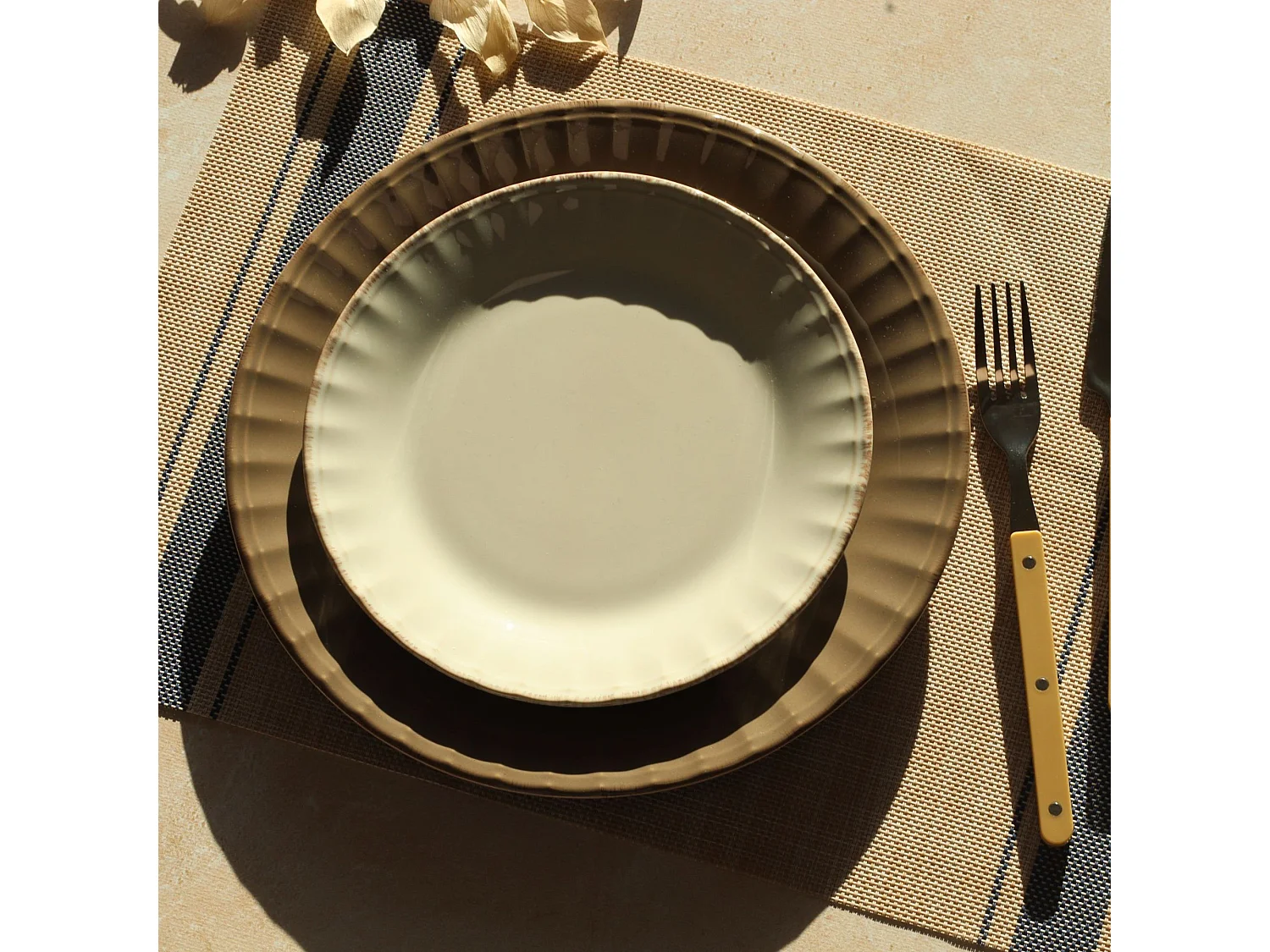 Novastyl - Lot 6 Sets De Table Tissé 45x30cm En Pvc Bleu Et Beige
