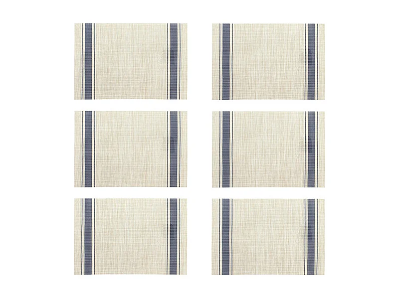Novastyl - Lot 6 Sets De Table Tisse 45x30cm En Pvc Bleu Et Beige