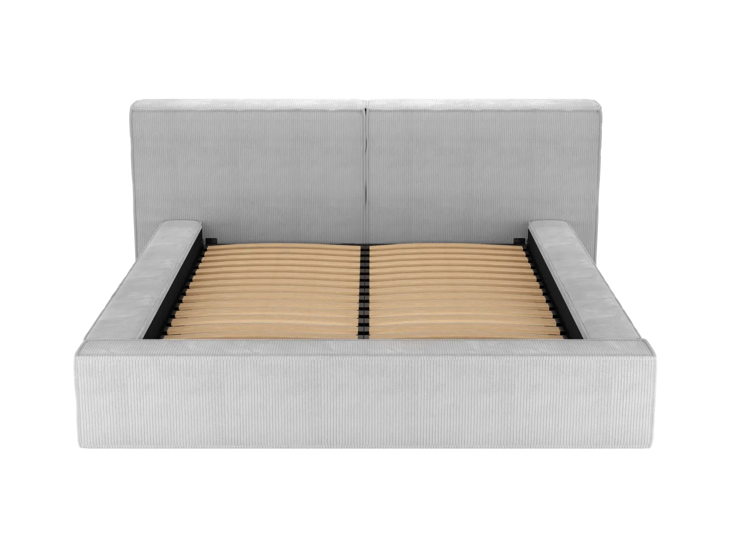 Cama baúl 200 x 200 cm - Terciopelo acanalado - Gris claro + Colchón - TIMANO de Pascal Morabito