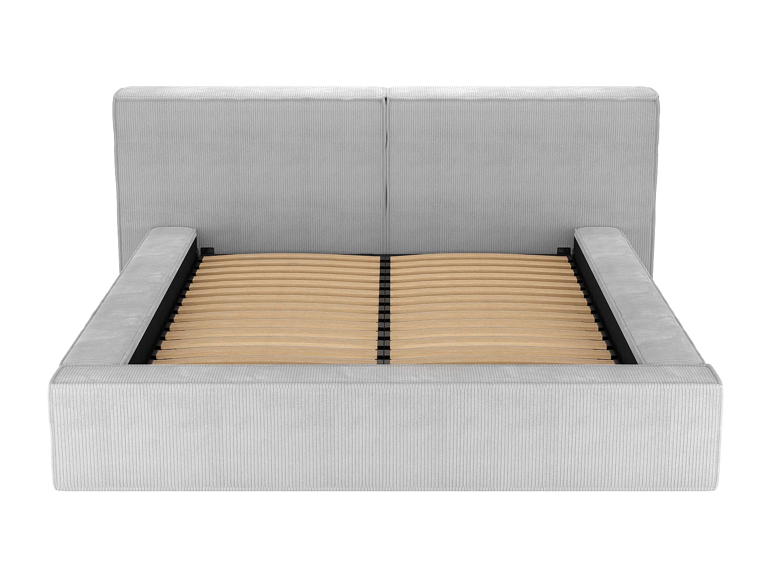 Lit coffre 200 x 200 cm - Velours côtelé - Gris clair + Matelas - TIMANO de Pascal Morabito