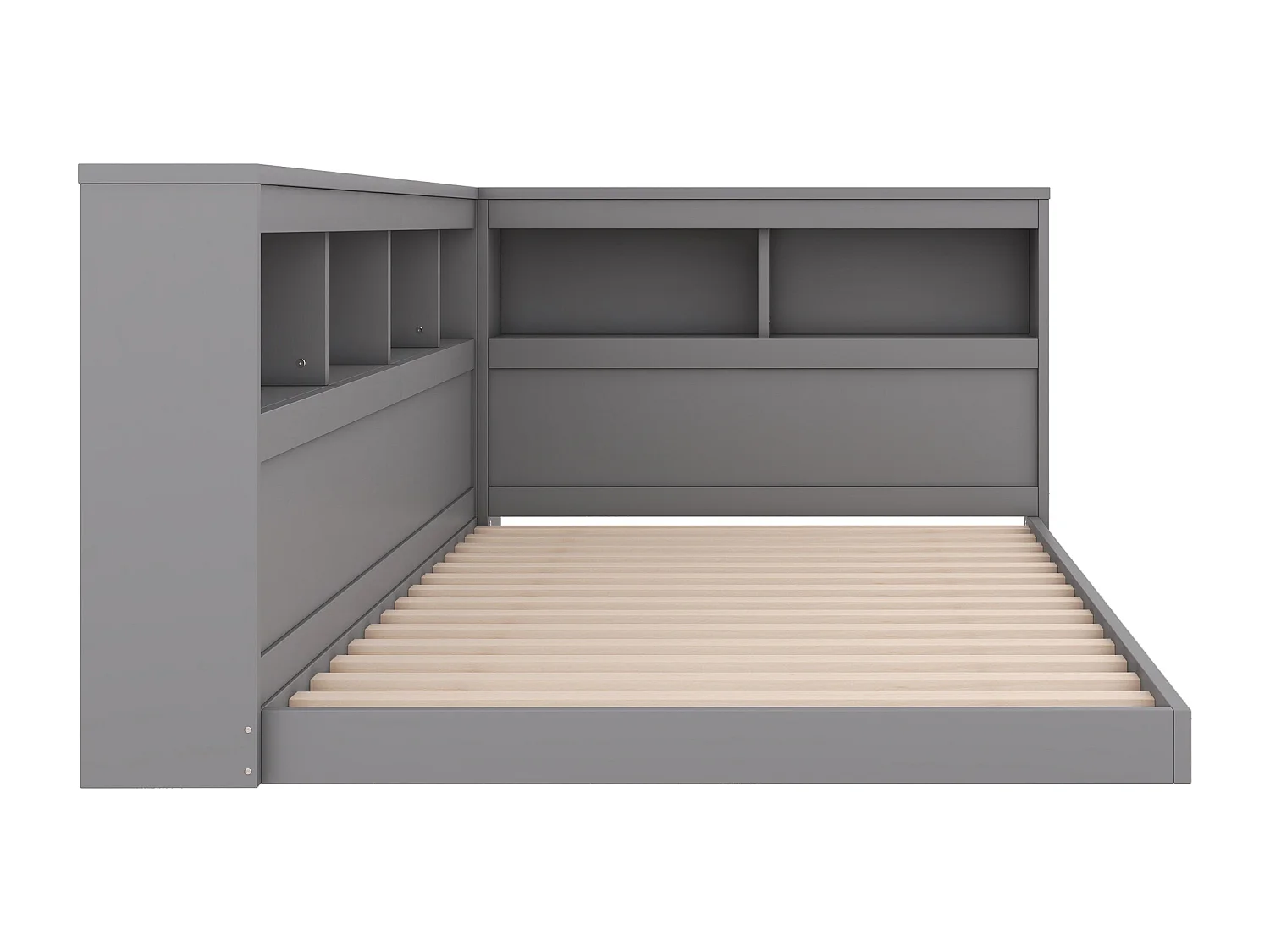 Letto 90 x 200 cm, divano letto - Ripiani portaoggetti e 2 prese USB - Truciolare - Grigio (senza materasso)