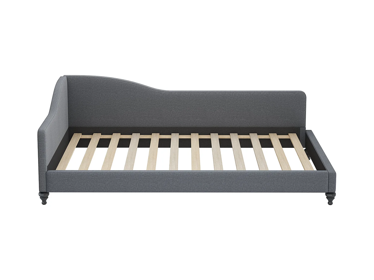 Gestoffeerd bed 90 x 200 cm met hoofdbord, slaapbank - Linnen stof - Lattenbodem - Grijs (zonder matras)