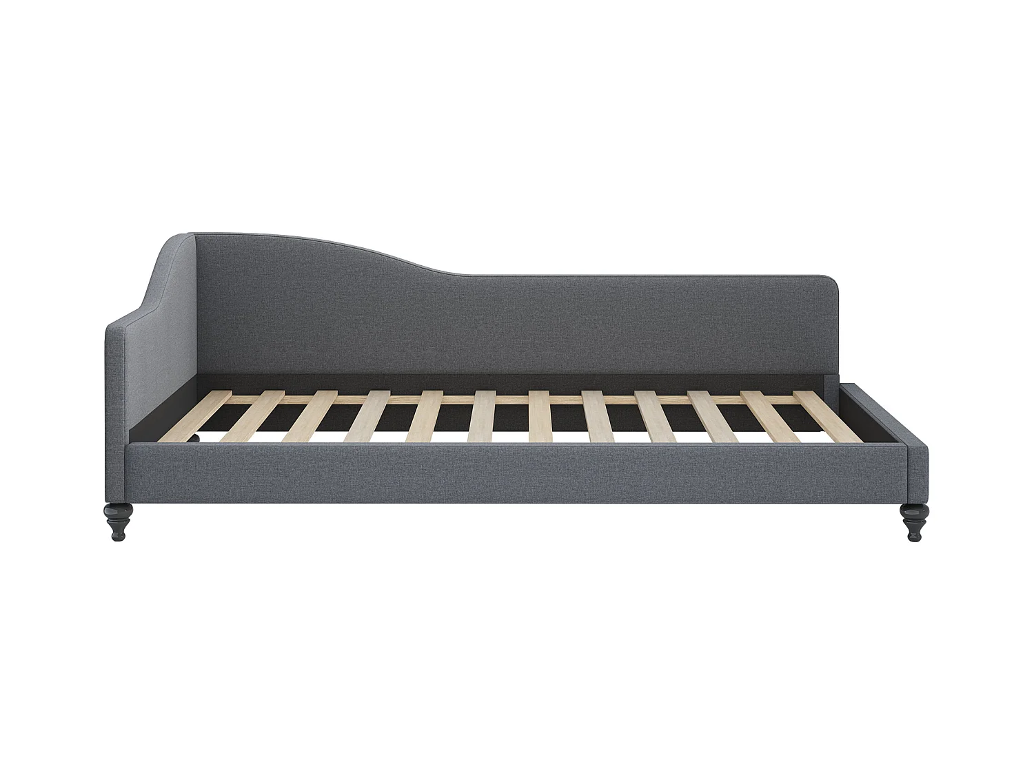 Gestoffeerd bed 90 x 200 cm met hoofdbord, slaapbank - Linnen stof - Lattenbodem - Grijs (zonder matras)