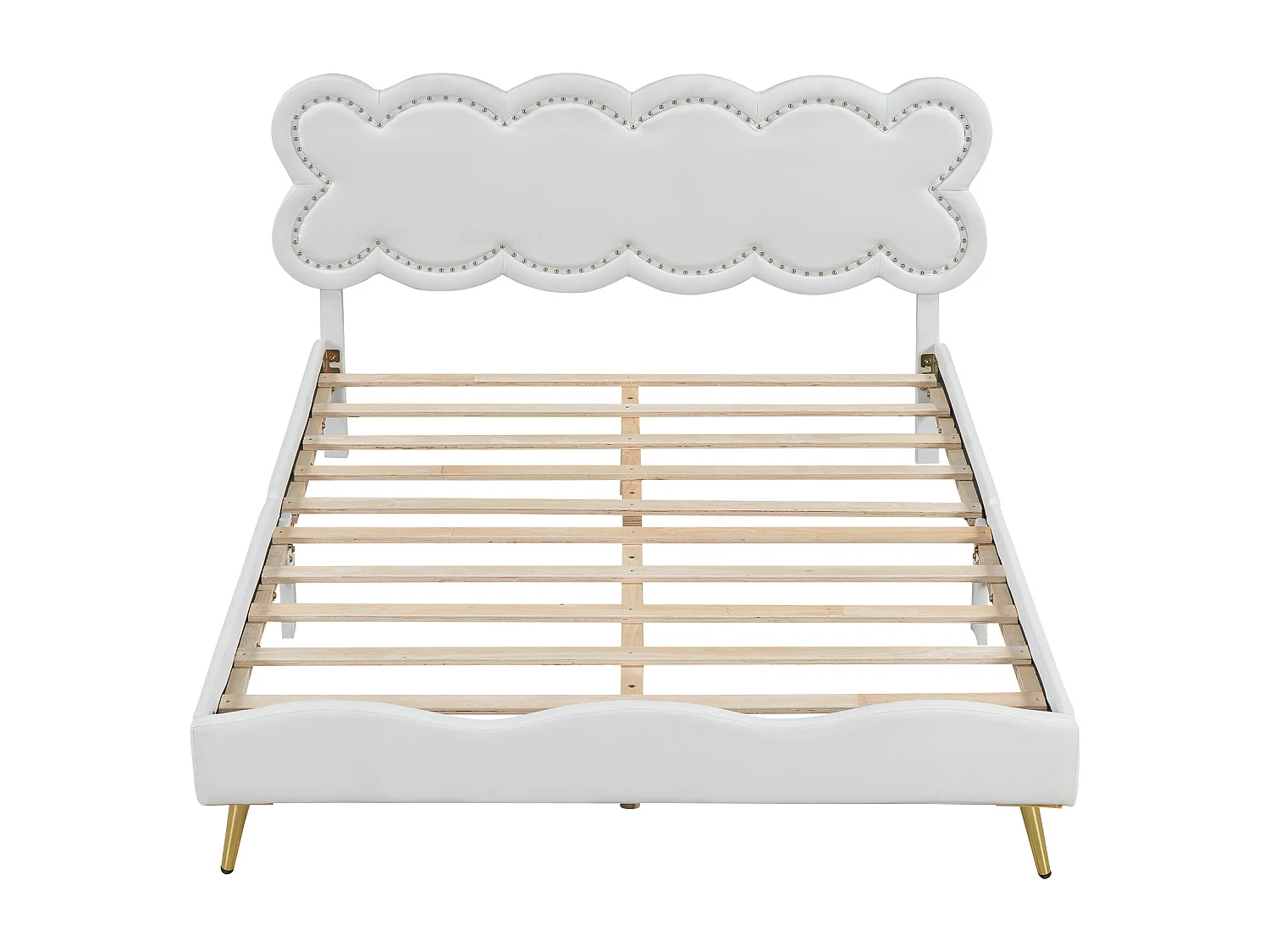 Gestoffeerd bed 140 x 200 cm met hoofdbord - PU-leer - lattenbodem - wit