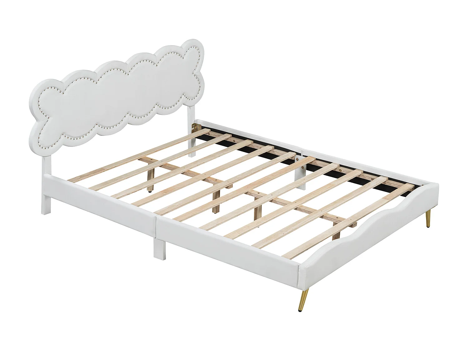 Gestoffeerd bed 140 x 200 cm met hoofdbord - PU-leer - lattenbodem - wit